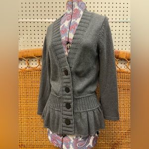 Sz S Banana Republic Rabbit Hair Angora Wool Sweater Jacket cardigan Ruffles